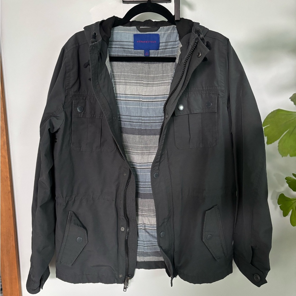 Aeropostale Charcoal Gray Military Jacket